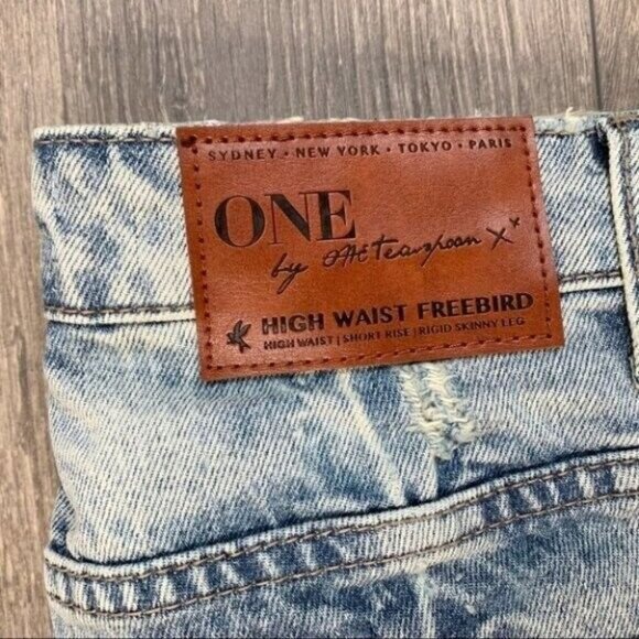 One Teaspoon High Rise Waist Freebirds Skinny Jeans Denim distressed Size 26 - Picture 9 of 12